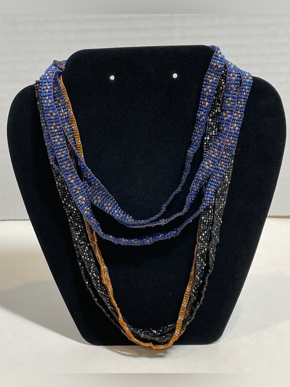 3 Native  American Style Seed Bead Necklaces, Geometric/Floral Designs, Stacking